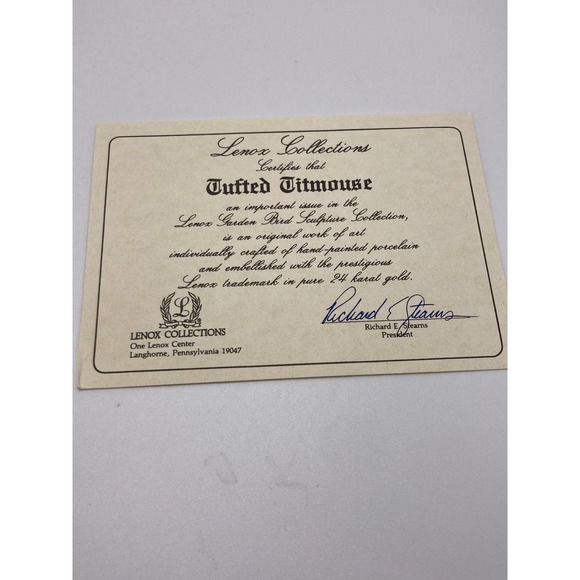 Lenox Garden Bird Sculptor Collection -Tufted Titmouse pre-owned with COA - Picture 7 of 12